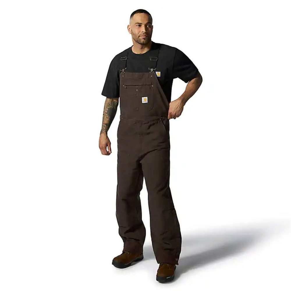 VTG Carhartt Canvas Bib Overalls Mens 42x30 Double Knee Duck Insulated R27 DKB